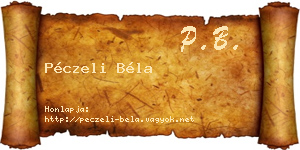 Péczeli Béla névjegykártya